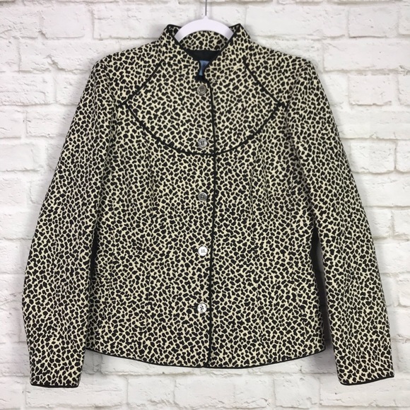 J. McLaughlin Leopard Mock Neck Structured Jacket - Picture 1 of 7
